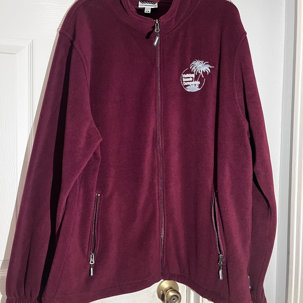 Burgundy Fleece Jacket with Palm Tree Logo